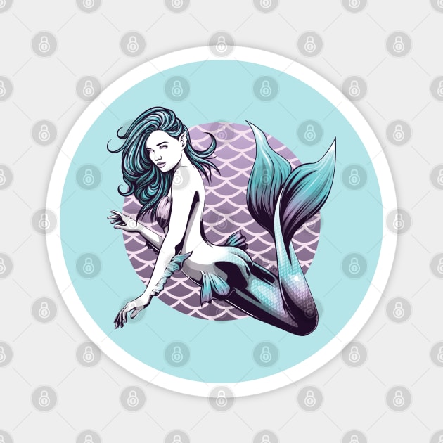 Teal and Purple Mermaid Magnet by redappletees